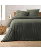 Parure housse de couette 100% Gaze de Coton Angelia kaki