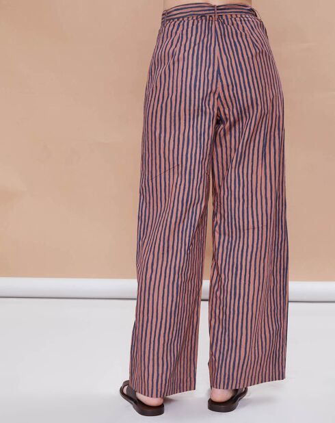 Pantalon Santa Fe rayé rose/bleu