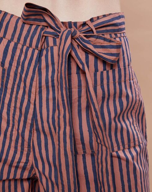 Pantalon Santa Fe rayé rose/bleu