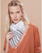Foulard Handloom à carreaux blanc - 108x104 cm