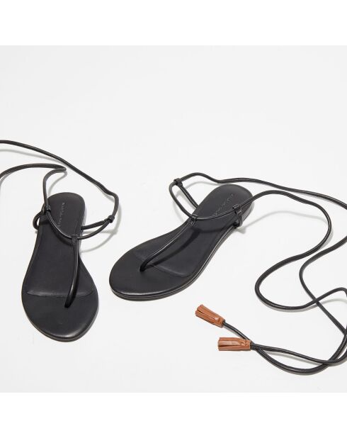 Schwarze Isaure Ledersandalen