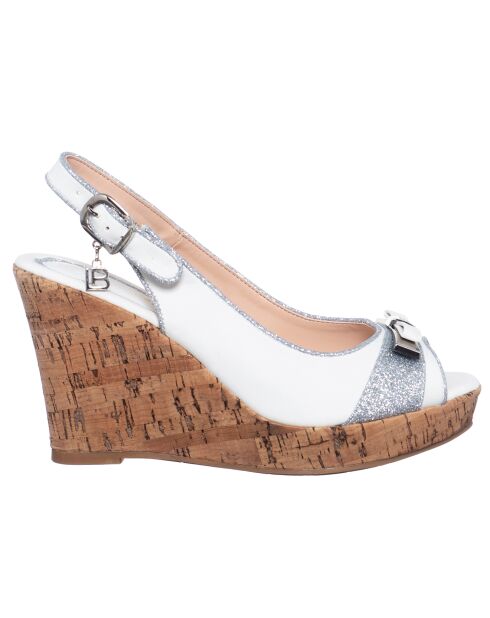 Sandales Compensées Romy blanc/argenté - Talon 9 cm