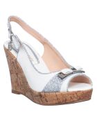 Sandales Compensées Romy blanc/argenté - Talon 9 cm