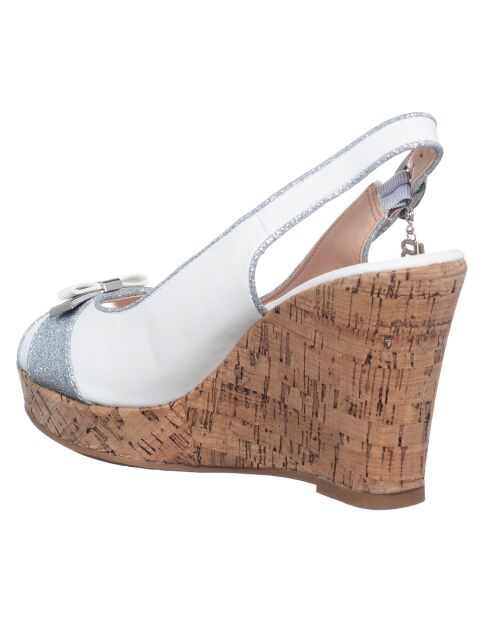 Sandales Compensées Romy blanc/argenté - Talon 9 cm