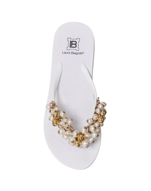 Tongs Compensées Amaya blanches - Talon 5 cm