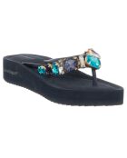 Tongs Compensées Angelica bleu marine