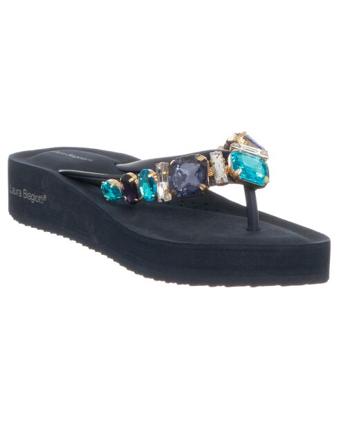 Tongs Compensées Angelica bleu marine