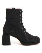 Bottines Moire noires - Talon 7 cm