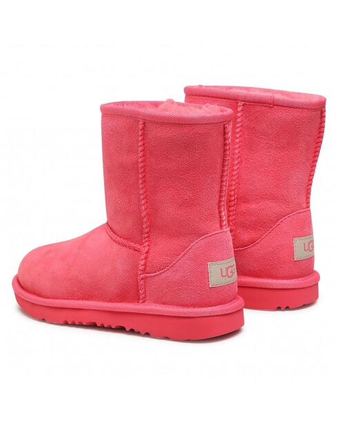 Boots fourrées Laine en Velours de Cuir Classic II roses
