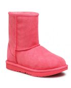 Boots fourrées Laine en Velours de Cuir Classic II roses