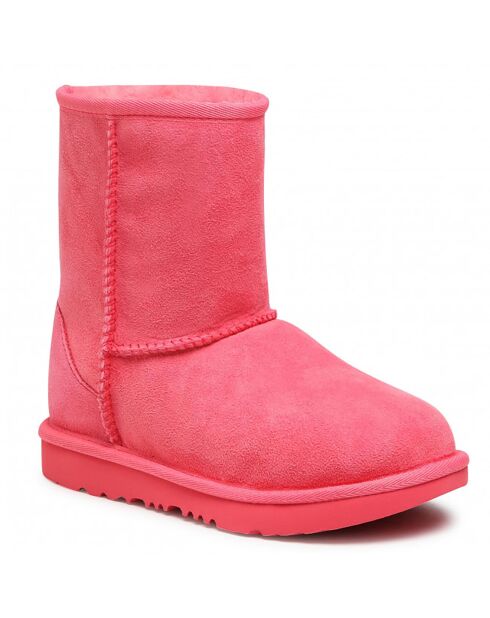 Boots fourrées Laine en Velours de Cuir Classic II roses