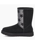 Boots fourrées Laine en Velours de Cuir Classic ShorSequin Stars noires