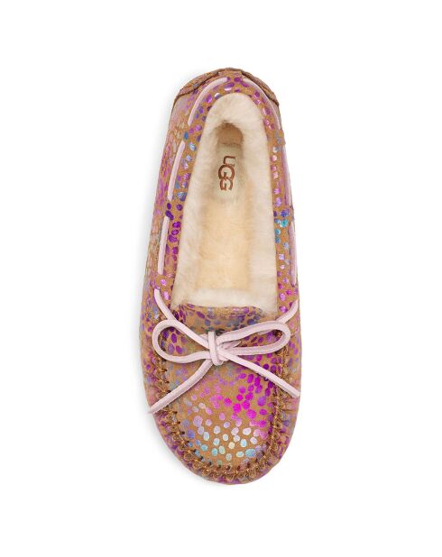 Mocassins fourrés Laine en Velours de Cuir Dakota Spots roses