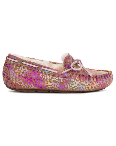 Mocassins fourrés Laine en Velours de Cuir Dakota Spots roses