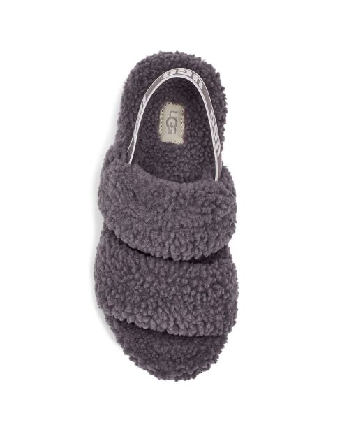 Sandales plateforme en Peau de mouton bouclée Oh Fluffita grises