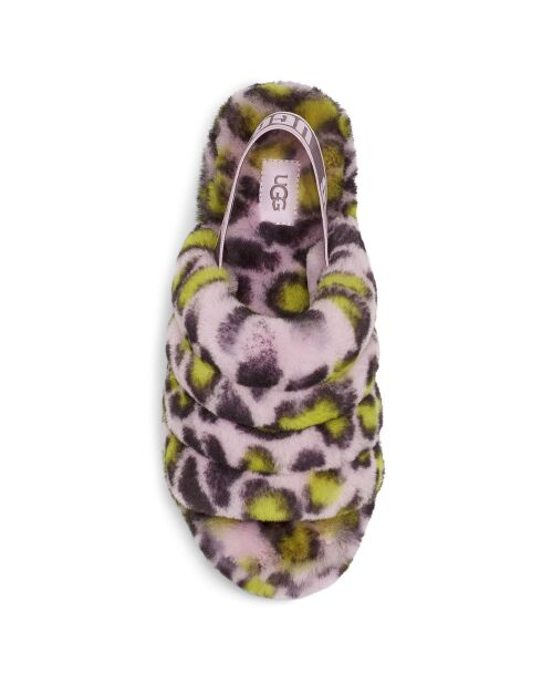 Sandales chaussons en Peau de mouton Fluff Yeah Slide panthère rose