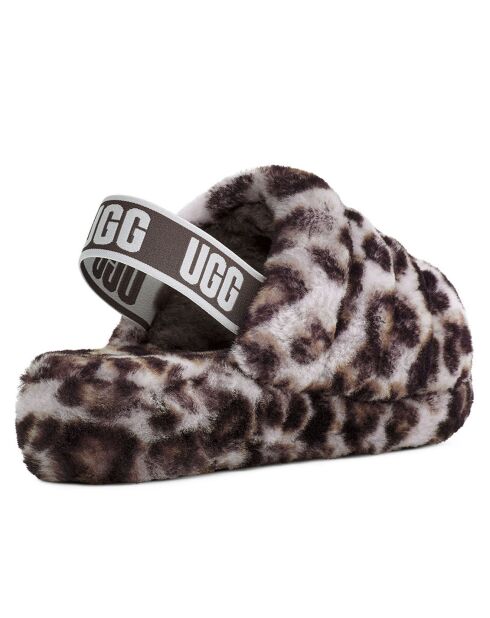 Sandales chaussons en Peau de mouton Fluff Yeah Slide panthère gris