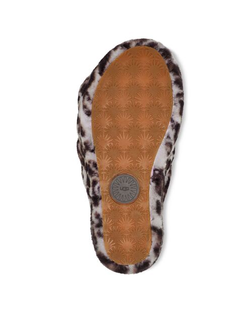 Sandales chaussons en Peau de mouton Fluff Yeah Slide panthère gris