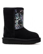 Boots fourrées Laine en Velours de Cuir Glitter noires