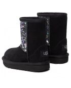 Boots fourrées Laine en Velours de Cuir Glitter noires