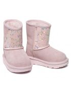 Boots fourrées Laine en Velours de Cuir Glitter roses