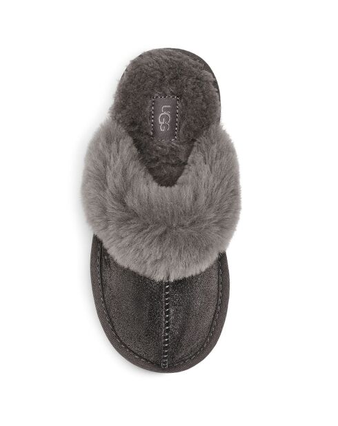 Chaussons en Peau de Mouton métallisé Cozy Glitter noir