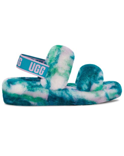 Sandales chaussons  en Peau de mouton Oh Yeah Marble bleues
