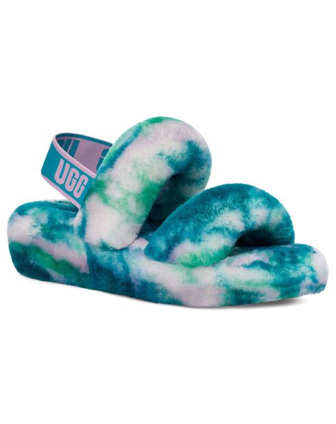 Sandales chaussons  en Peau de mouton Oh Yeah Marble bleues