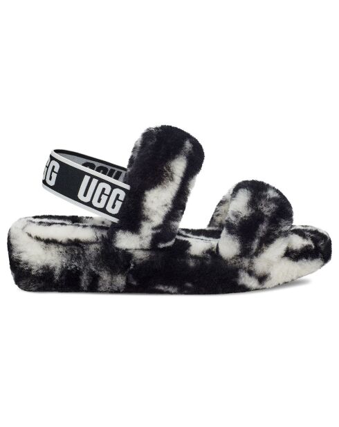 Sandales chaussons en Peau de mouton Oh Yeah Marble noir/blanc