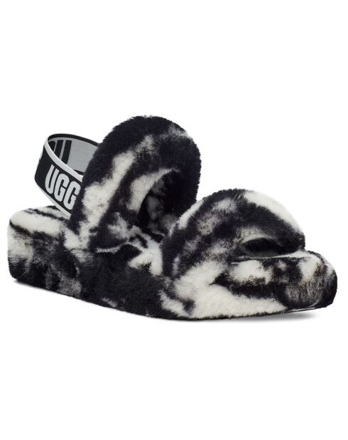 Sandales chaussons en Peau de mouton Oh Yeah Marble noir/blanc