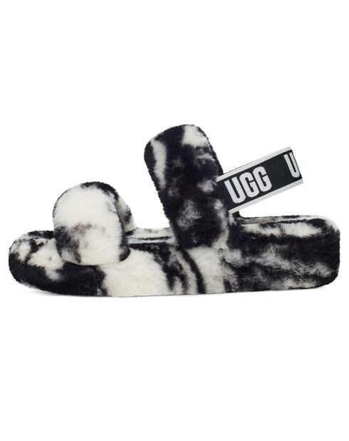 Sandales chaussons en Peau de mouton Oh Yeah Marble noir/blanc