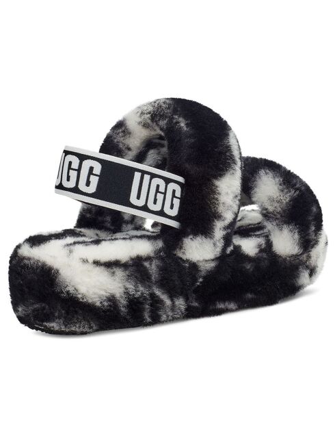 Sandales chaussons en Peau de mouton Oh Yeah Marble noir/blanc