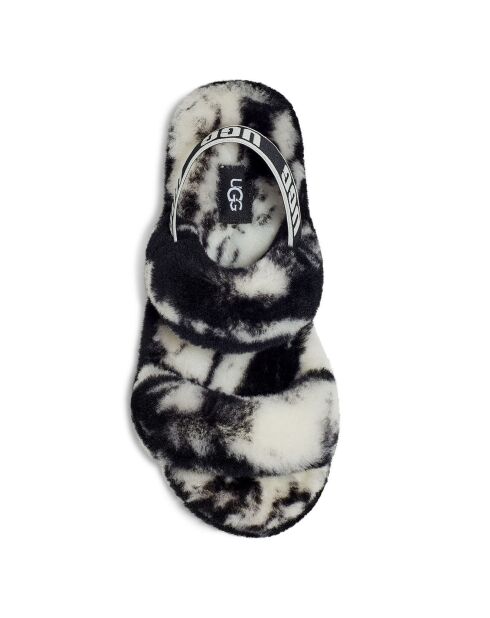 Sandales chaussons en Peau de mouton Oh Yeah Marble noir/blanc