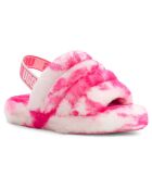 Sandales chaussons en Peau de Mouton Fluff Slide Marble rose/blanc