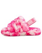 Sandales chaussons en Peau de Mouton Fluff Slide Marble rose/blanc