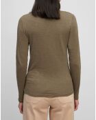 T-Shirt Col V en Coton flammé kaki