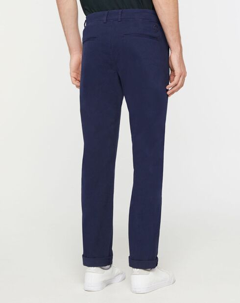Pantalon Chino Slim en Coton Bio Gabardine Stretch bleu marine