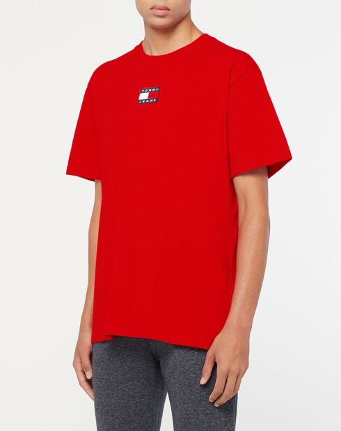 Tjm Tommy Badge Rotes T-Shirt aus 100% Bio-Baumwolle