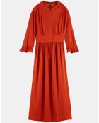 Robe Midi Col Bouton rouge foncé