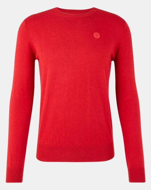 Pull en Coton Bio & Laine col rond rouge