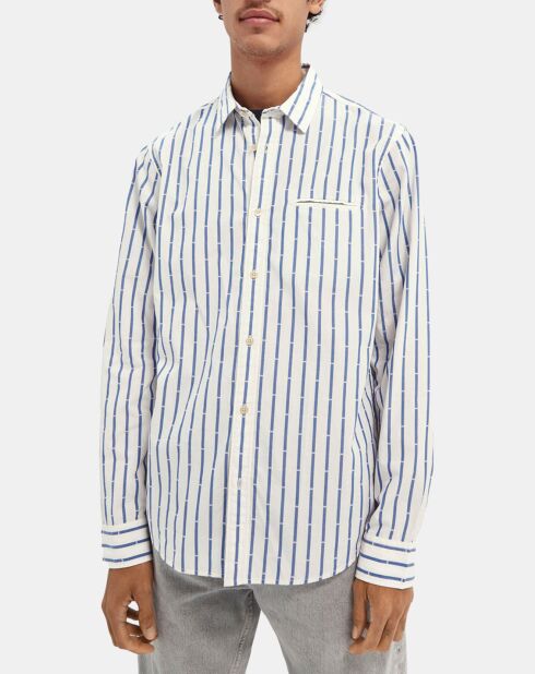 Chemise Rayée Pocket Rf blanc/bleu