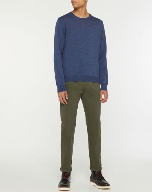 Pull 100% Laine col rond bleu