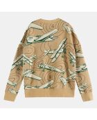 Sweat en Coton organique imprimé avion beige