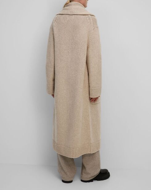Gilet long en Laine vierge mélangée beige moyen