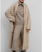 Gilet long en Laine vierge mélangée beige moyen