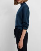 Pull 100% Laine vierge Col montant bleu marine