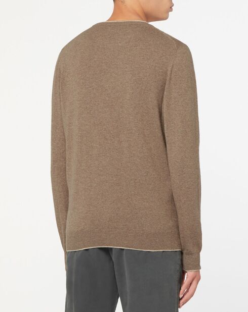 Pull en Laine & Cachemire mélangés col rond marron clair