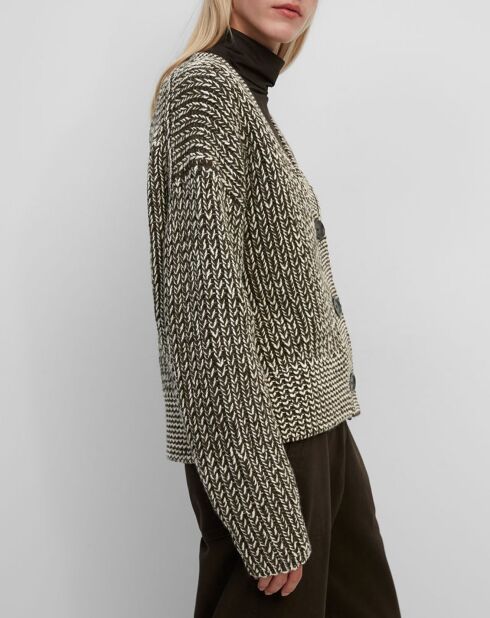 Gilet en Laine mélangée grosse maille marron/écru