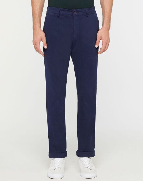 Pantalon Chino Slim en Coton Bio Gabardine Stretch bleu marine