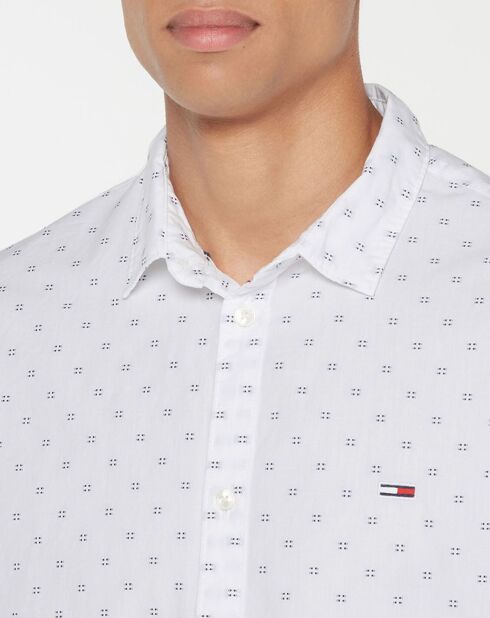 Camisa delgada Dobby blanca estampada